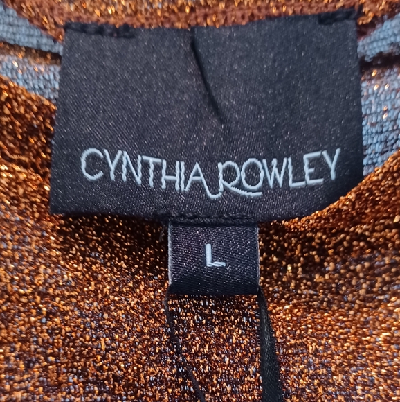 Cynthia Rowley Glitter Tease Shimmering Metallic Bronze Long Sleeve Maxi Dress - Picture 5 of 11